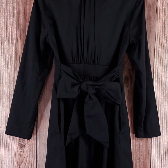 Lilly Pulitzer Size 4 Kelli Black Long Belted Trench Coat Jacket Ruffles Collar - Picture 8 of 16